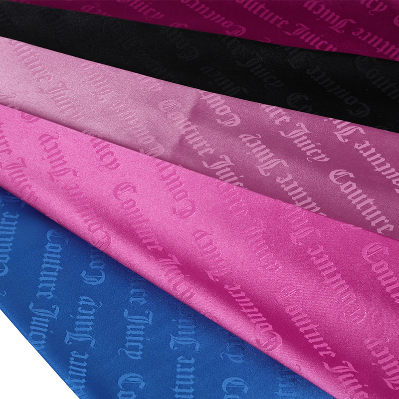 75D Stretch Satin Letter Jacquard-kangas