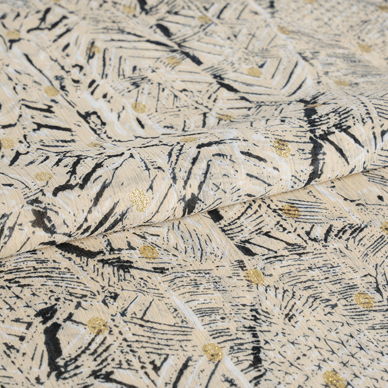 75D Chiffon Crepe epäsäännöllinen sotkuinen kultakehrätty printtikangas