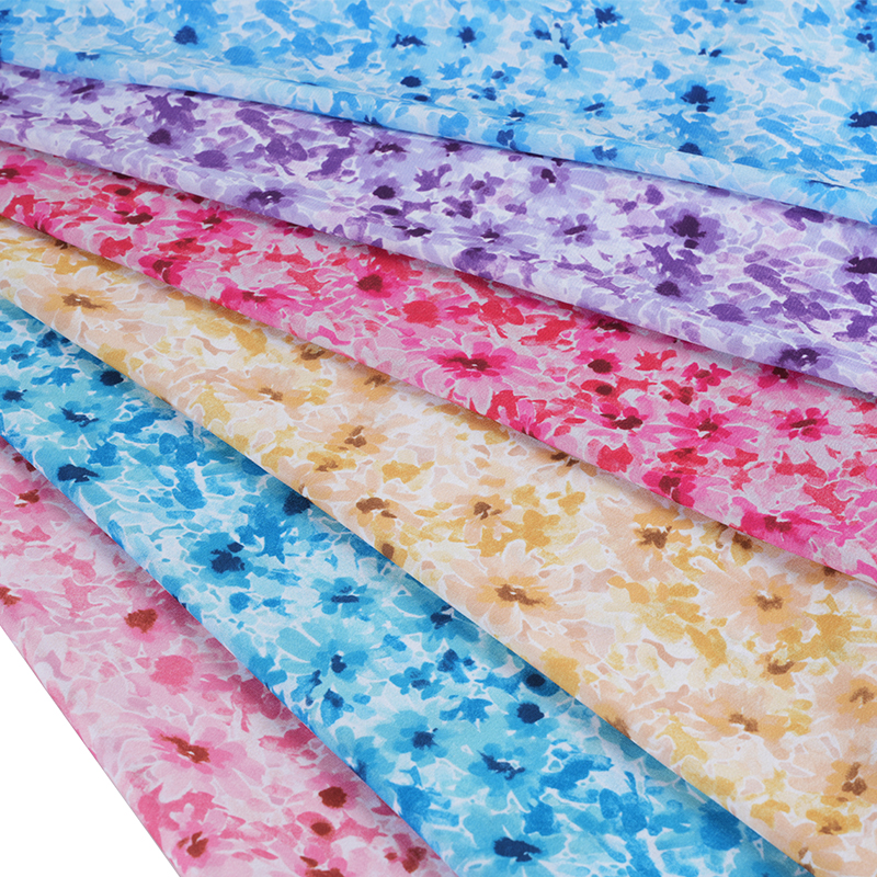 75D/18T sotkuinen sumuinen kukkaprinttikangas